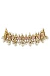 Shop_Riana Jewellery_Gold Plated Glitter, Stones, Beads Carved Necklace Set _Online_at_Aza_Fashions