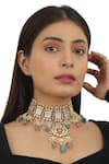 Riana Jewellery_Gold Plated Real Jadtar Stones Embellished Necklace Set _Online_at_Aza_Fashions