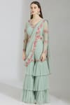 Rajat & Shraddha_Blue Net Embellished Pre-draped Sharara Set_Online_at_Aza_Fashions