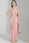 Buy_Rajat & Shraddha_Pink Geo Round Embellished Pre-draped Saree  _at_Aza_Fashions