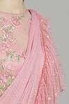 Rajat & Shraddha_Pink Dotted Net Boat Embellished Pre-draped Gown Saree  _at_Aza_Fashions