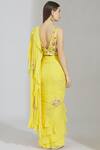 Shop_Rajat & Shraddha_Yellow Georgette Embellished Pre-draped Saree_at_Aza_Fashions
