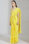 Rajat & Shraddha_Yellow Georgette Embellished Pre-draped Saree_Online_at_Aza_Fashions