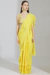 Buy_Rajat & Shraddha_Yellow Georgette Embellished Pre-draped Saree_Online_at_Aza_Fashions