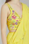 Rajat & Shraddha_Yellow Georgette Embellished Pre-draped Saree_at_Aza_Fashions