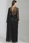 Shop_Rajat & Shraddha_Black Lycra Round Embellished Pre-draped Gown Saree _at_Aza_Fashions