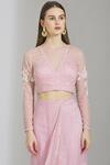 Shop_Rajat & Shraddha_Peach Georgette Embellished Pre-draped Saree_Online_at_Aza_Fashions