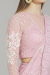Rajat & Shraddha_Peach Georgette Embellished Pre-draped Saree_at_Aza_Fashions