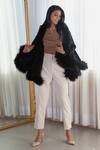 Buy_Rhe-Ana_Black 100% Wool Poly Fur Plain Open Stanley Layered Cape_Online_at_Aza_Fashions