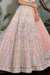 Buy_Riantas_Pink Raw Silk V Neck Embroidered Bridal Lehenga Set  _Online_at_Aza_Fashions