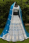 Buy_Riantas_Blue Raw Silk Scoop Neck Embroidered Bridal Lehenga Set  _at_Aza_Fashions