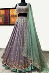 Buy_Riantas_Purple Crepe, Silk Organza Scoop Neck Embroidered Bridal Lehenga Set_at_Aza_Fashions