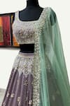Shop_Riantas_Purple Crepe, Silk Organza Scoop Neck Embroidered Bridal Lehenga Set_at_Aza_Fashions