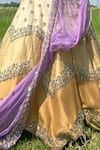 Buy_Riantas_Gold Raw Silk Scoop Neck Embroidered Lehenga Set  _Online_at_Aza_Fashions