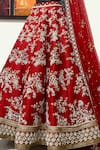 Riantas_Red Raw Silk V Neck Embroidered Bridal Lehenga Set_Online_at_Aza_Fashions