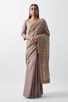 Buy_Rhua India_Purple Cotton Silk Handwoven Tissue Chanderi Saree With Blouse  _at_Aza_Fashions