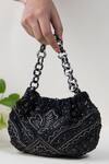 Buy_The Leather Garden_Black Embellished Bead Handbag _at_Aza_Fashions