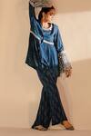 Buy_Inej_Blue Rayon Flex Metal Sequins And Ghungroos Embroidered Top & Bell Bottom Set_at_Aza_Fashions