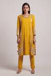 Inej_Yellow Rayon Flex Embroidered Kurta And Churidar Set_Online_at_Aza_Fashions