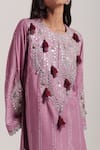 Inej_Purple Embroidery Silver Dori Round Kurta And Salwar Set  _at_Aza_Fashions