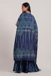 Inej_Blue Rayon Flex Embroidery Metal Coins Cape Open Palazzo Set _Online_at_Aza_Fashions