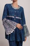 Shop_Inej_Blue Rayon Flex Metal Sequins And Ghungroos Embroidered Top & Bell Bottom Set_Online_at_Aza_Fashions