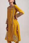 Inej_Yellow Rayon Flex Embroidered Kurta And Churidar Set_at_Aza_Fashions