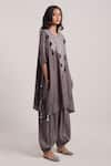 Buy_Inej_Grey Rayon Flex Embroidery Geometric Round Kaftan And Salwar Set  _Online_at_Aza_Fashions