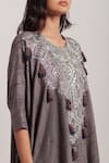 Shop_Inej_Grey Rayon Flex Embroidery Geometric Round Kaftan And Salwar Set  _Online_at_Aza_Fashions