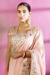 Buy_Rachit Khanna_Pink Georgette V Neck Embroidered Saree With Blouse _Online_at_Aza_Fashions