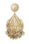 Shop_Radhika Agrawal Jewels_Gold Plated Pearl Trella Fiigree Chandeliers _Online_at_Aza_Fashions