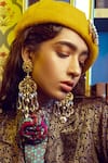 Buy_Radhika Agrawal Jewels_Gold Plated Pearl Bonita Crystal Drop Chandeliers_at_Aza_Fashions