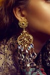Shop_Radhika Agrawal Jewels_Gold Plated Pearl Bonita Crystal Drop Chandeliers_Online_at_Aza_Fashions
