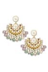 Shop_Radhika Agrawal Jewels_Gold Plated Pearl Bella Crystal Chandbalis _at_Aza_Fashions