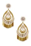 Shop_Radhika Agrawal Jewels_Gold Plated Pearl Neuvo Filigree Chandeliers _at_Aza_Fashions