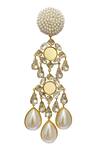 Shop_Radhika Agrawal Jewels_Gold Plated Crystals, Pearls Sitara Tiered Danglers _at_Aza_Fashions