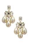 Buy_Radhika Agrawal Jewels_Gold Plated Crystals, Pearls Ivoire Bead Drop Danglers _at_Aza_Fashions