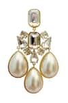Shop_Radhika Agrawal Jewels_Gold Plated Crystals, Pearls Ivoire Bead Drop Danglers _at_Aza_Fashions