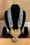 Buy_Nayaab By Sonia_Gold Plated Carved Temple Pendant Necklace _at_Aza_Fashions