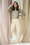 Buy_Vaani Beswal_Beige Rag Handwoven Cotton Trouser_at_Aza_Fashions