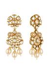 Shop_Anayah Jewellery_Gold Plated Kundan Sapna Floral Danglers_at_Aza_Fashions