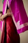 Shop_Mimamsaa_Magenta Satin Silk Woven Floral Rajnandini Saree With Blouse  _Online_at_Aza_Fashions