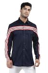 Buy_Abkasa_Blue Cotton Slim-fit Applique Shirt  _at_Aza_Fashions
