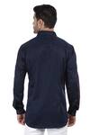 Shop_Abkasa_Blue Cotton Slim-fit Applique Shirt  _at_Aza_Fashions