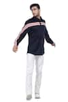 Buy_Abkasa_Blue Cotton Slim-fit Applique Shirt  _Online_at_Aza_Fashions