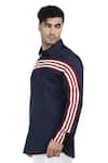 Abkasa_Blue Cotton Slim-fit Applique Shirt  _at_Aza_Fashions