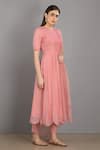 Buy_Asaga_Pink Anarkali Chanderi Silk, Cotton Pant Mul Cotton Dupatta Organza Set _at_Aza_Fashions