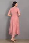 Shop_Asaga_Pink Anarkali Chanderi Silk, Cotton Pant Mul Cotton Dupatta Organza Set _at_Aza_Fashions
