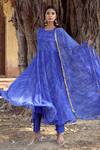 Buy_Gulabo Jaipur_Blue Georgette Leheriya Print Anarkali Set_Online_at_Aza_Fashions