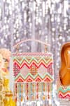 Buy_House Of Vian_White Zari, Embroidery Embellished Suede Clutch With Sling _Online_at_Aza_Fashions